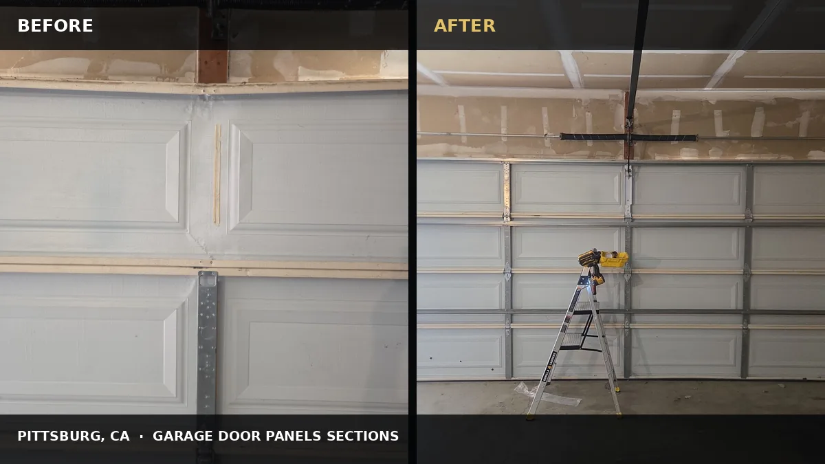 Pittsburg Car-Damaged Garage Door Panel Rebuild before and after comparison