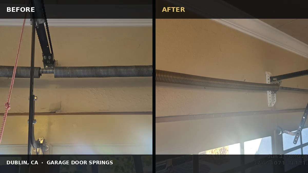 Dublin Powder-Coated Garage Door Spring Replacement before and after comparison
