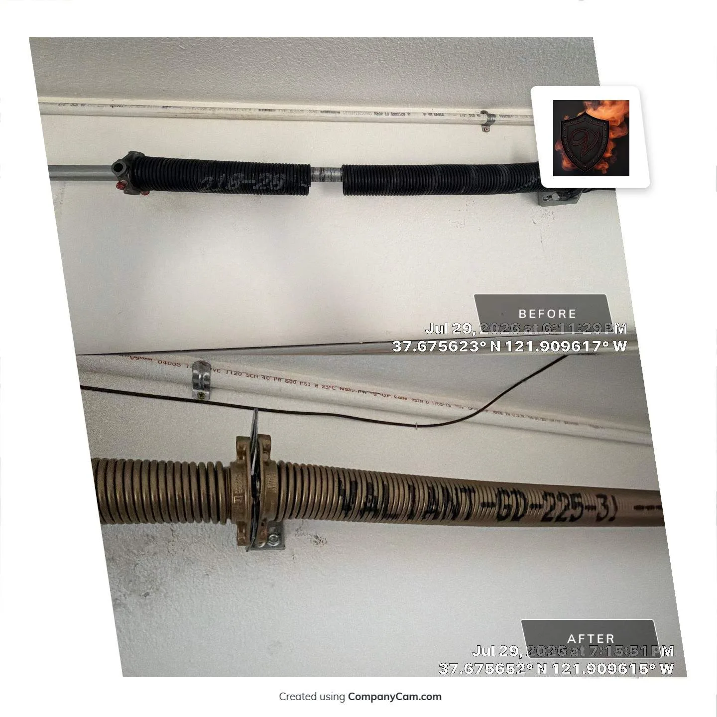Garage door spring replacement completed in Pleasanton, CA