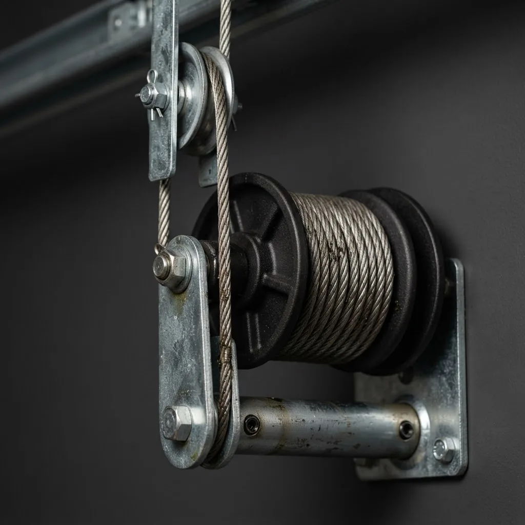 Garage door lift cable and drum